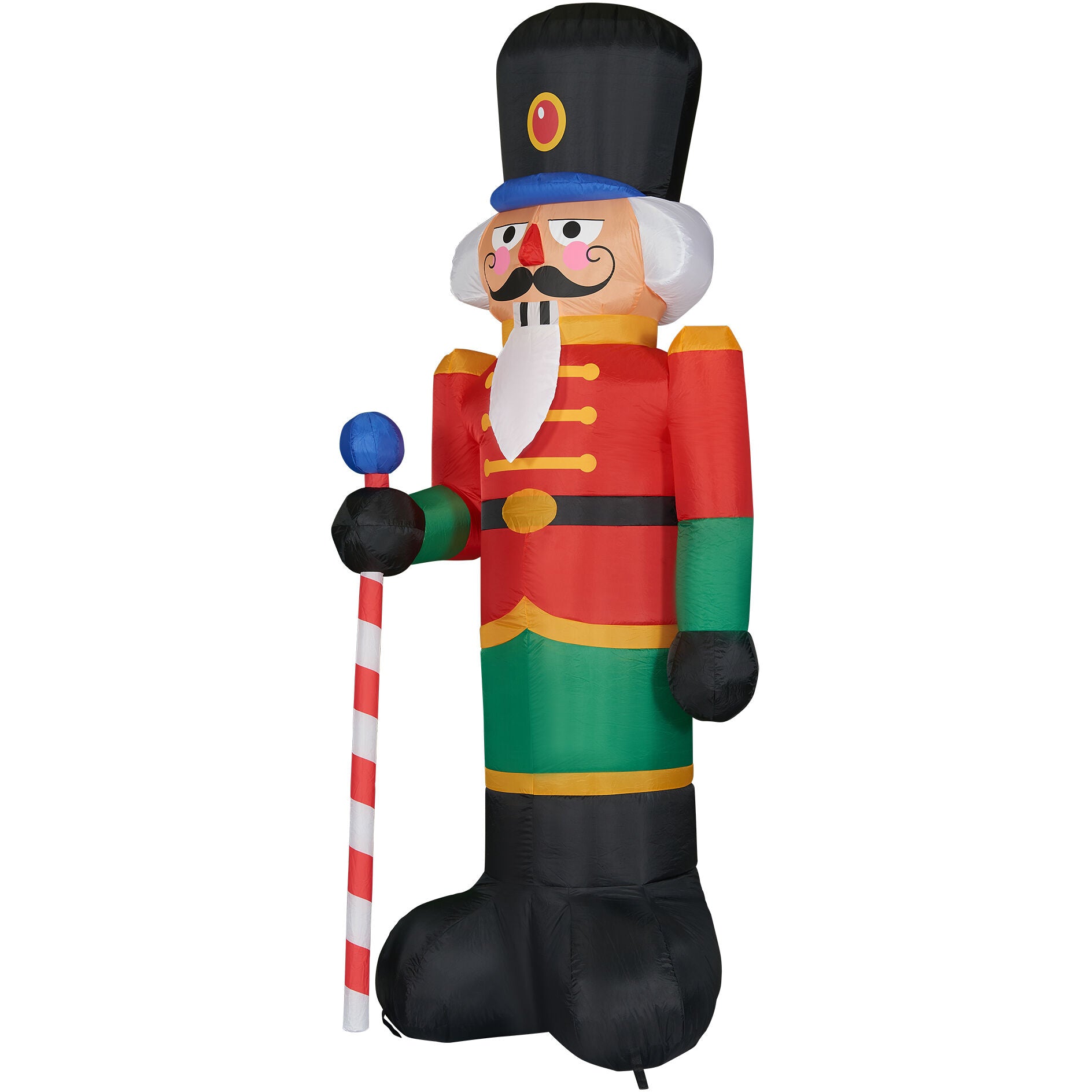 Fraser Hill Farm -  10-Ft. Tall Traditional Nutcracker, Outdoor Blow-Up Christmas Inflatable with Lights and Storage Bag
