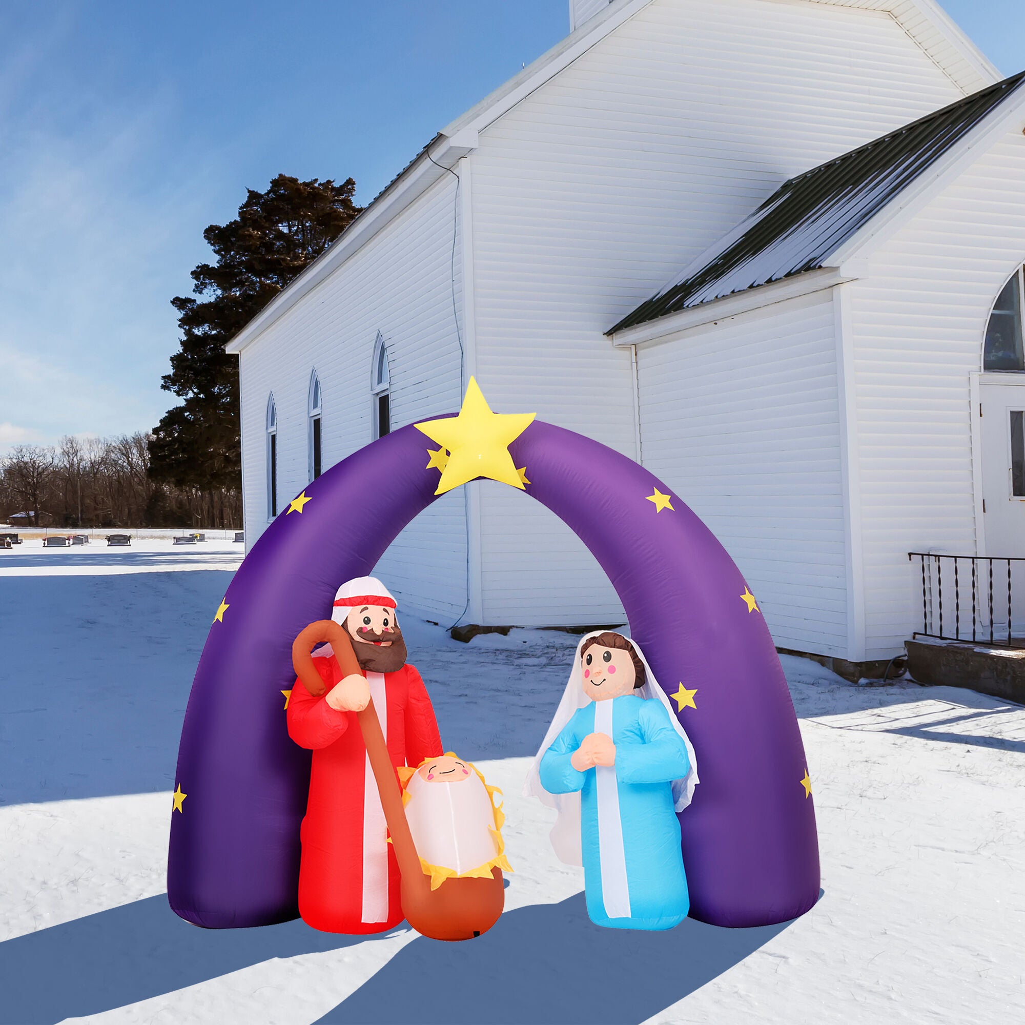 Fraser Hill Farm -  7-Ft. Pre-Lit Inflatable Nativity Scene