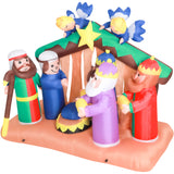 Fraser Hill Farm -  5-Ft. Pre-Lit Inflatable Nativity Scene with 3 Wisemen Presenting Gifts