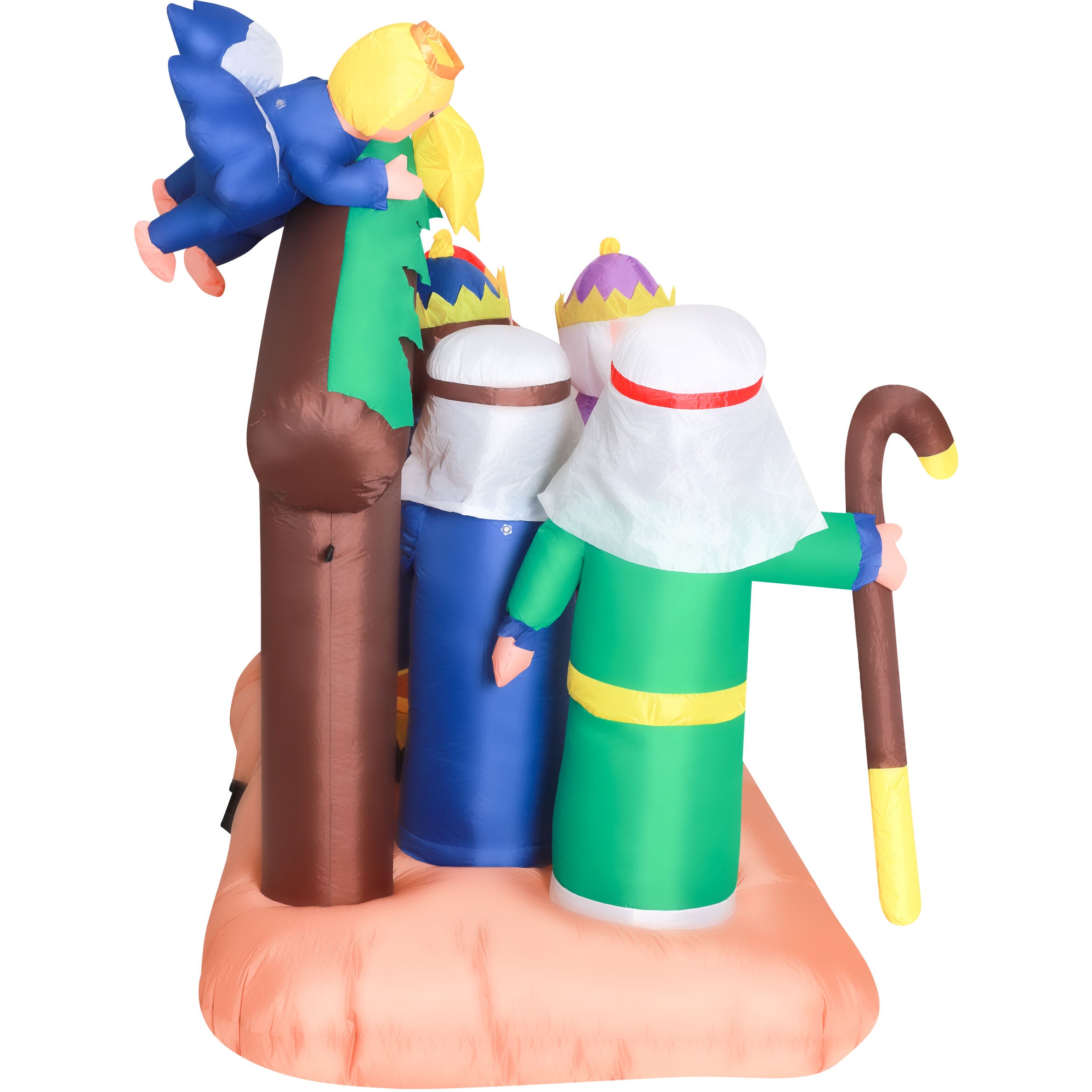 Fraser Hill Farm -  5-Ft. Pre-Lit Inflatable Nativity Scene with 3 Wisemen Presenting Gifts