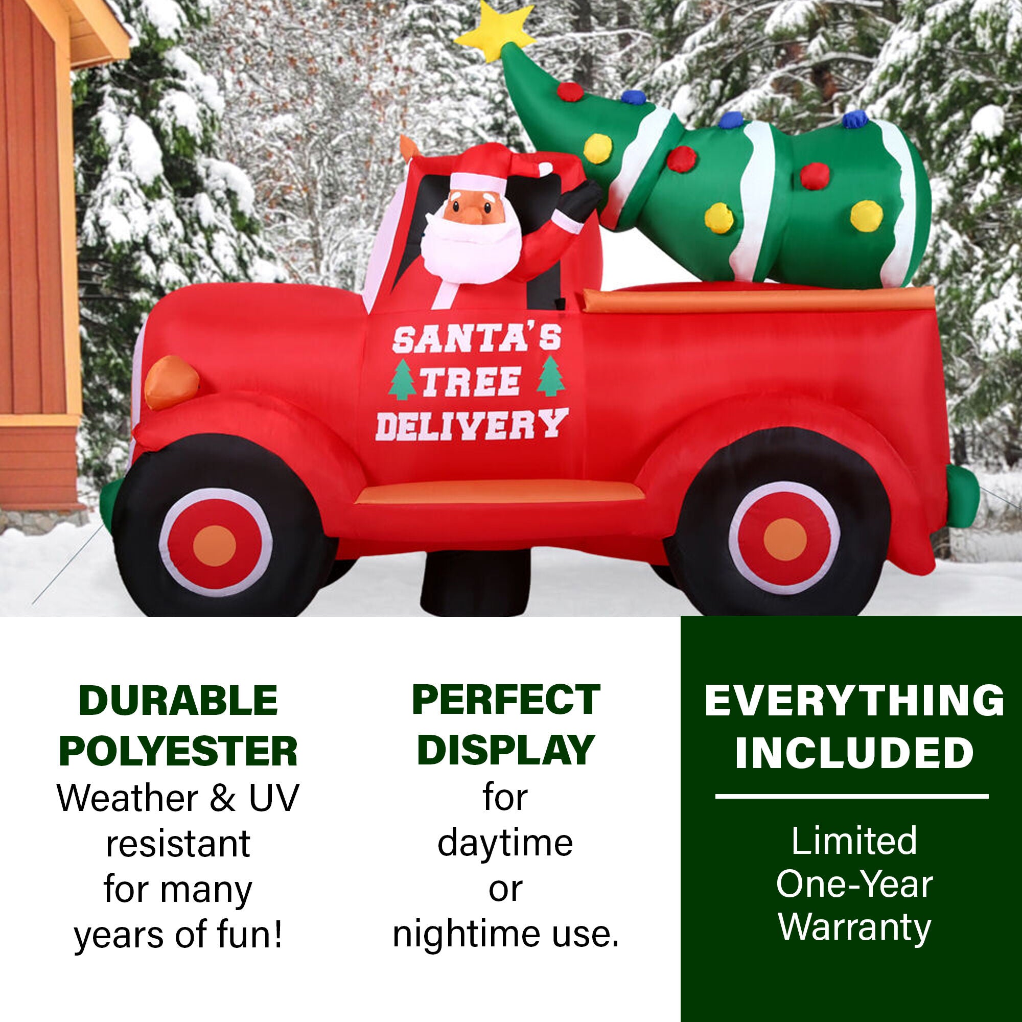 Fraser Hill Farm -  6-Ft. Tall Pre-Lit Inflatable Christmas Pickup Truck