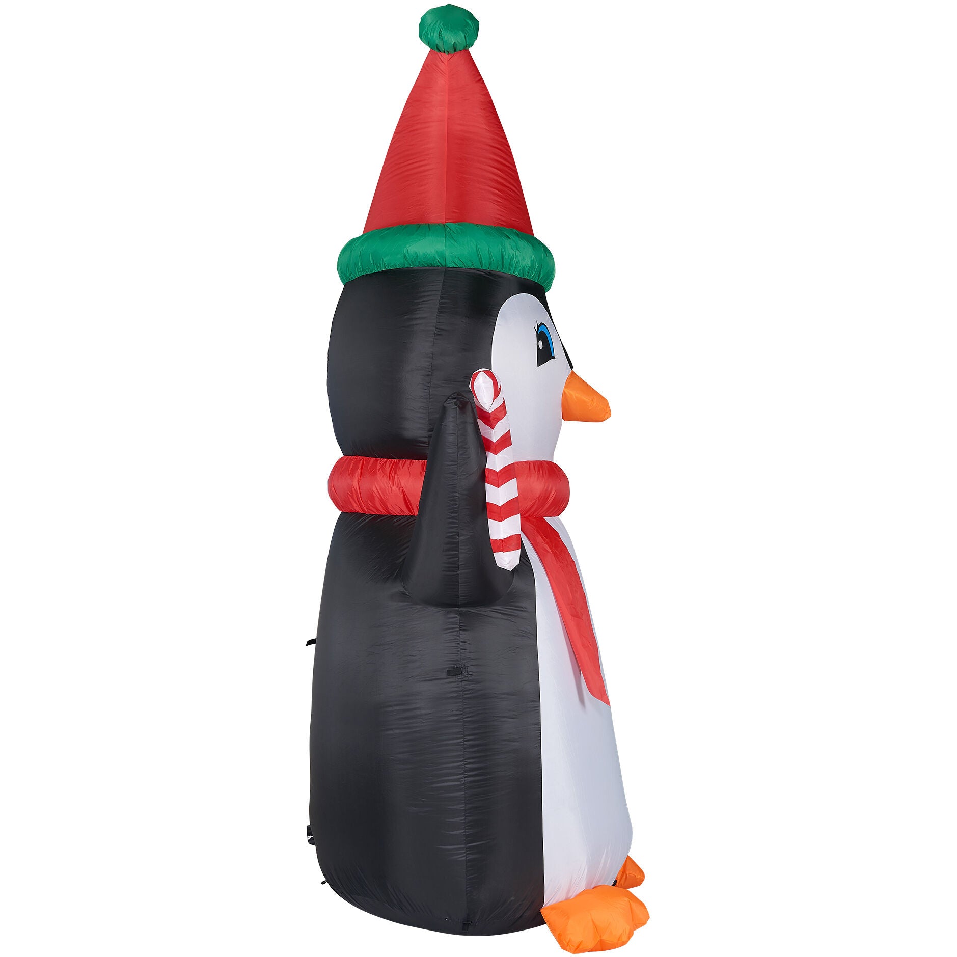 Fraser Hill Farm -  10-Ft. Tall Penguin with Candy Cane, Outdoor Blow-Up Christmas Inflatable with RGB Lights and Storage Bag