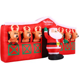 Fraser Hill Farm -  4-Ft. Tall Pre-Lit Inflatable Santa in Reindeer Stable