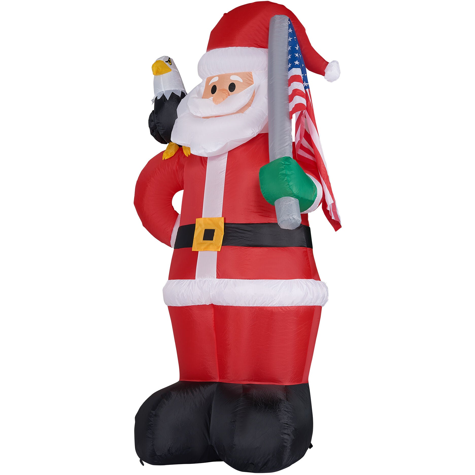 Fraser Hill Farm -  8-Ft. Tall Americana Santa, Bald Eagle, and American Flag, Outdoor Blow-Up Christmas Inflatable with Lights and Storage Bag