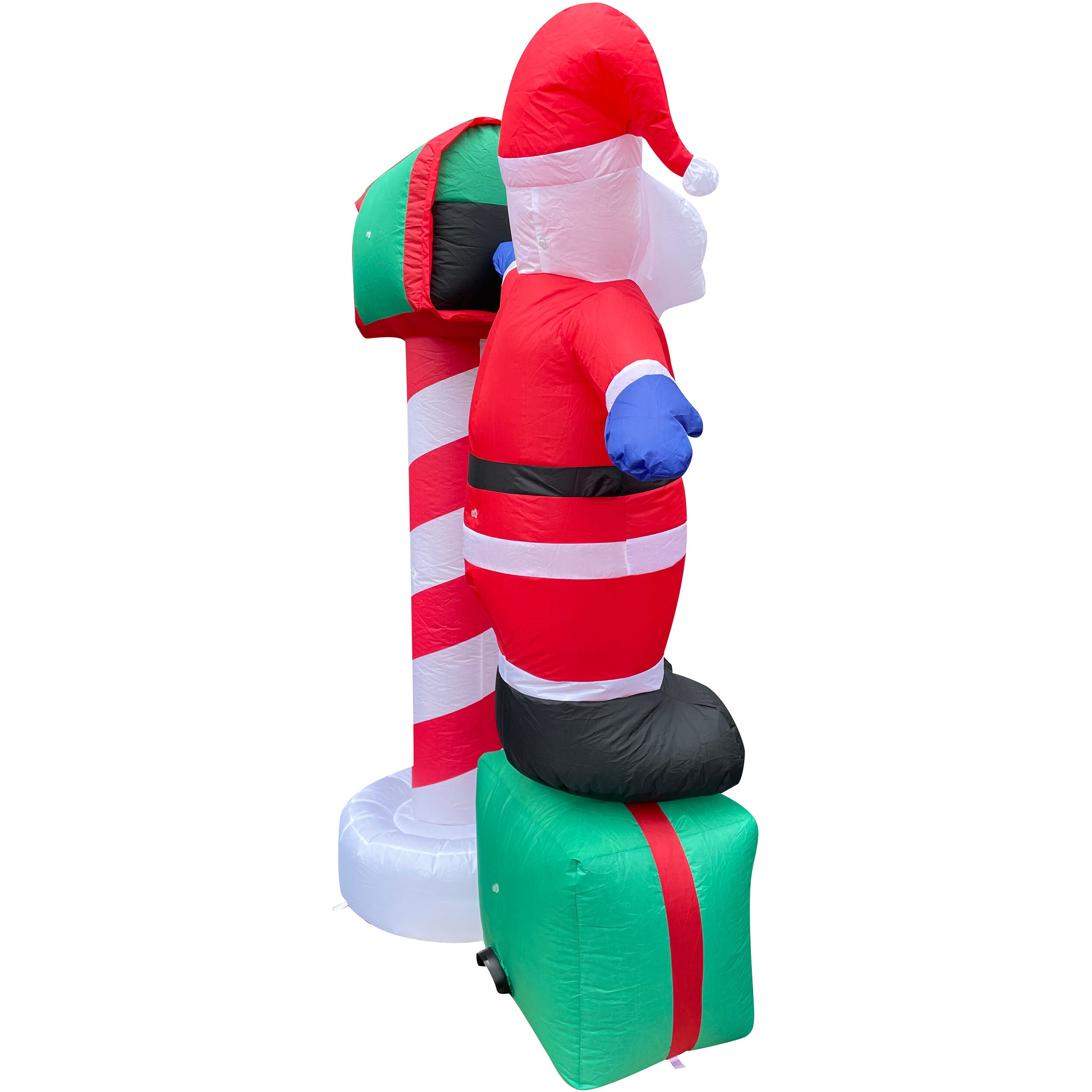 Fraser Hill Farm -  6-Ft. Tall Welcome Mailbox with Santa, Snowman, and Penguin, Outdoor Blow-Up Christmas Inflatable with Lights and Storage Bag