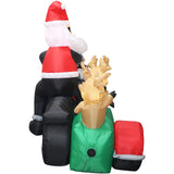 Fraser Hill Farm - 6-Ft. Tall Prelit Santa on Motorcycle with Reindeer Sidecar Inflatable