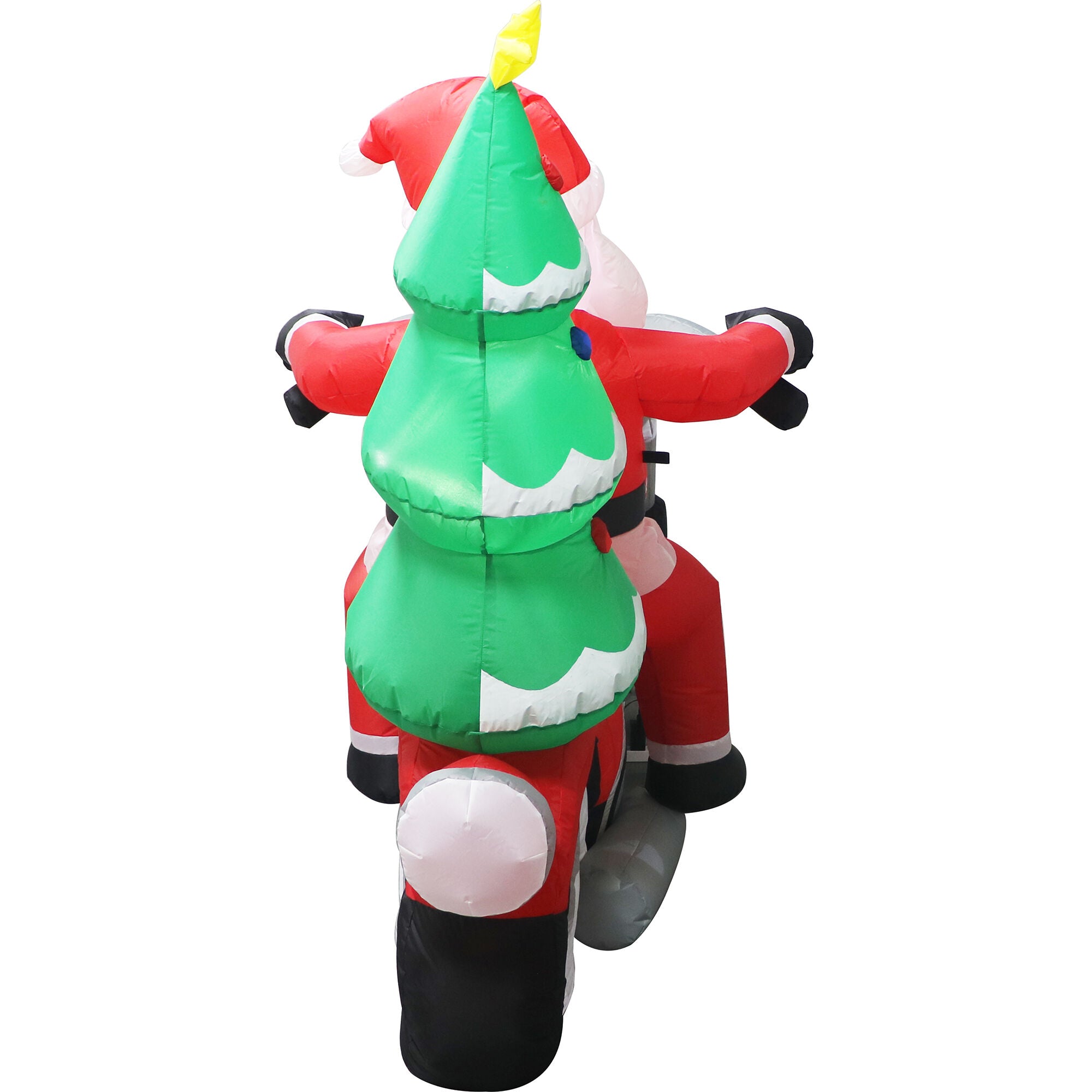 Fraser Hill Farm - 7-Ft. Wide Prelit Santa on Motorcycle Inflatable