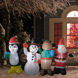 Fraser Hill Farm -  4-Ft. Tall Pre-Lit Inflatable Penguin, Snowman, Reindeer, and Santa Friends