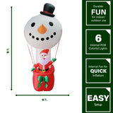 Fraser Hill Farm -  9-Ft. Multi-Color Pre-Lit Inflatable Santa in Snowman Hot Air Balloon
