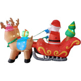 Fraser Hill Farm -  7-Ft. Pre-Lit Inflatable Santa Sleigh and Reindeer