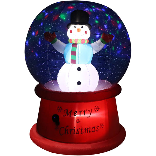Fraser Hill Farm - 6-Ft. Tall Multicolor Prelit Snowman Snow Globe Inflatable with Music