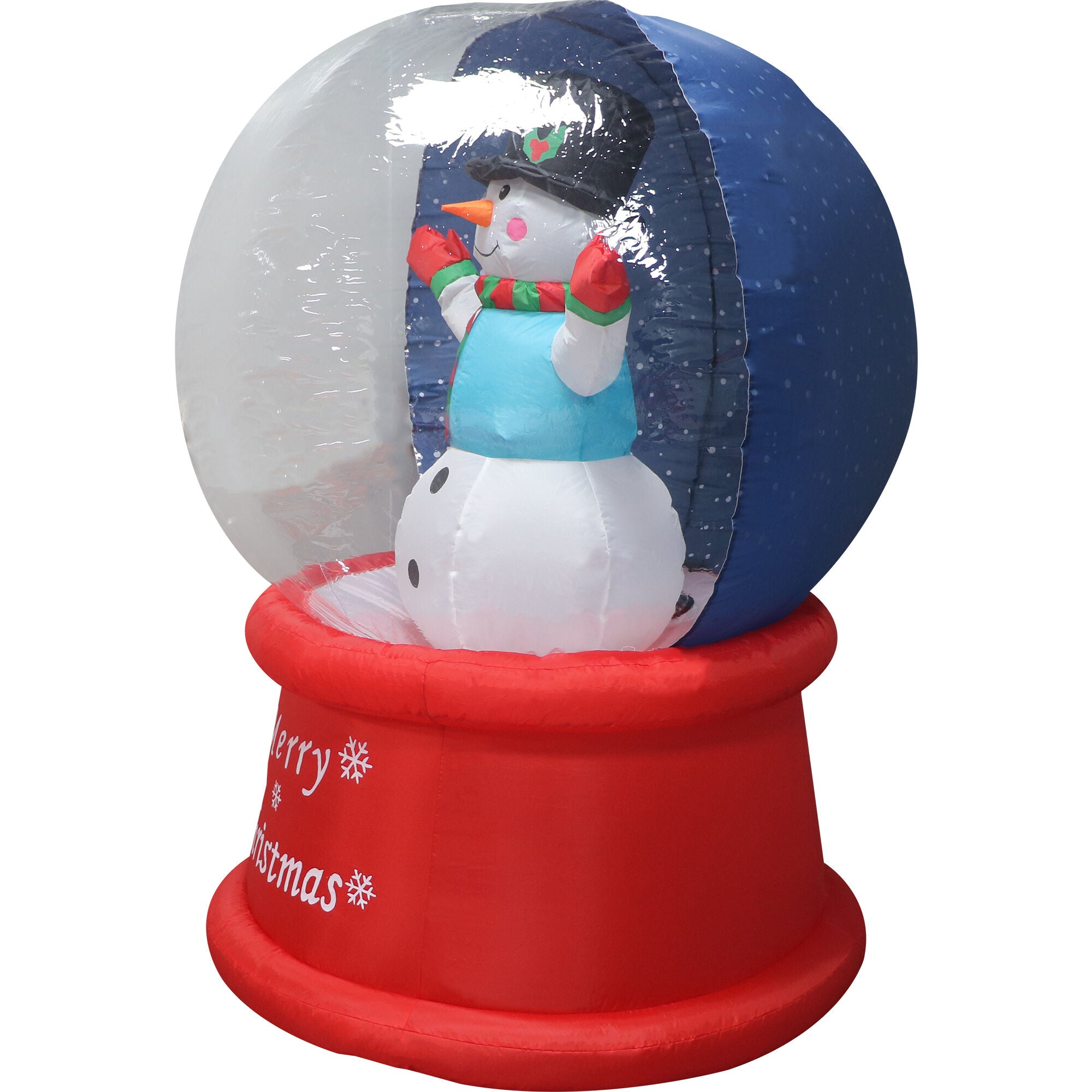 Fraser Hill Farm - 6-Ft. Tall Multicolor Prelit Snowman Snow Globe Inflatable with Music