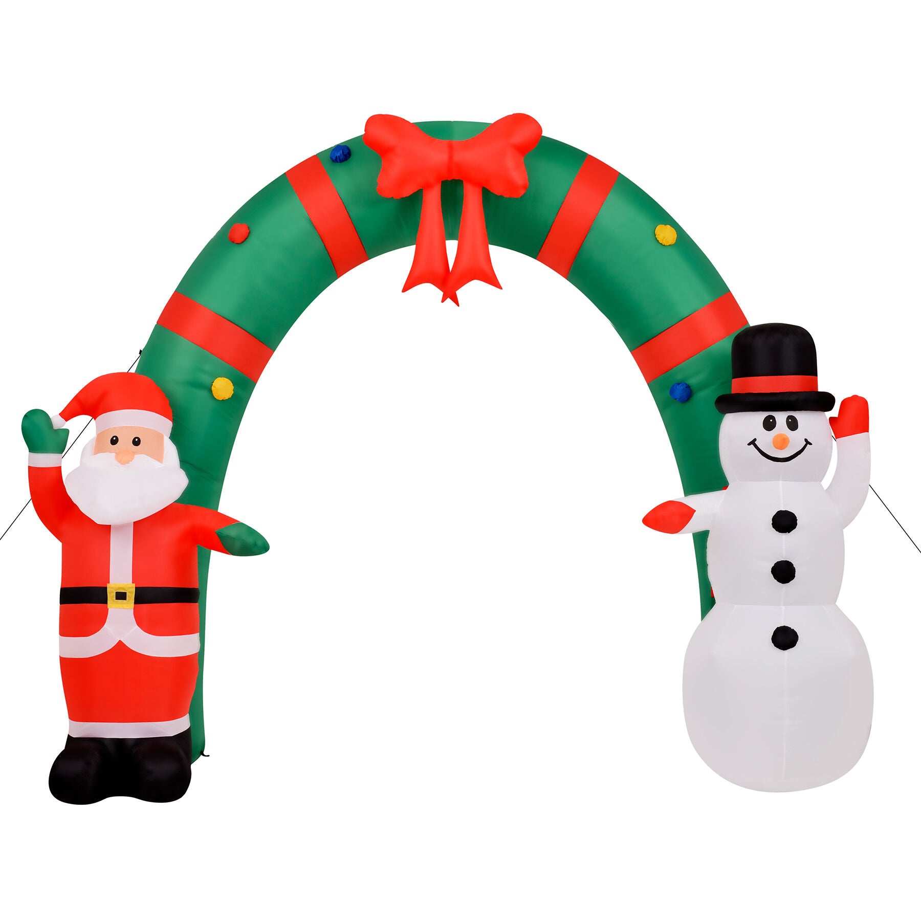 Fraser Hill Farm -  8-Ft. Tall Walkway Arch w/ Santa Claus and Snowman, Outdoor Blow-Up Christmas Inflatable w/ Lights and Storage Bag