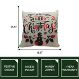 Fraser Hill Farm -  15.5-In. Merry Christmas Accent Pillow, Indoor Holiday Decoration, Buffalo Plaid Snowman