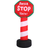 Fraser Hill Farm - 3.5-Ft. Tall Prelit "Santa Stop Here" Sign Inflatable