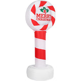 Fraser Hill Farm - 4-Ft. Tall Prelit "Merry Christmas" Candy Cane Sign Inflatable