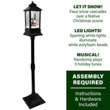 Fraser Hill Farm -  Let It Snow Series 49-In. Musical Mini Street Lamp w/ Santa and Mrs. Claus Scene, Cascading Snow, and Christmas Carols, Black
