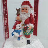 Fraser Hill Farm -  Let It Snow Series 49-In. Musical Mini Street Lamp with Santa and Snowman Scene, Cascading Snow, and Christmas Carols, Red