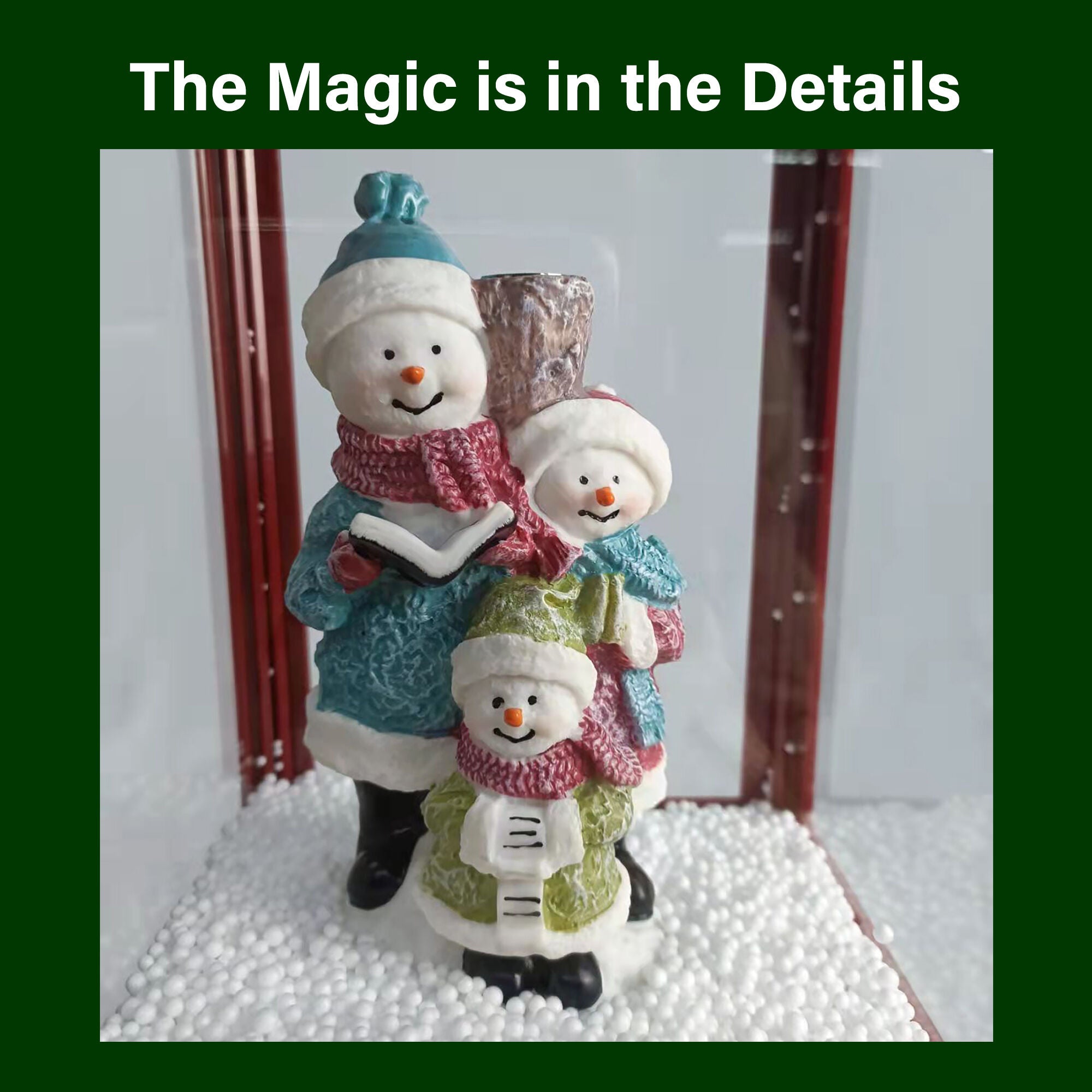 Fraser Hill Farm -  Let It Snow Series 49-In. Musical Mini Street Lamp with Snow Family, Cascading Snow, and Christmas Carols, Black/Bronze/Red