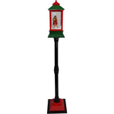 Fraser Hill Farm -  Let It Snow Series 49-In. Musical Mini Street Lamp with Santa Scene, Cascading Snow, and Christmas Carols, Black/Red/Green