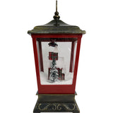Fraser Hill Farm -  Let It Snow Series 15.5-In. Musical Tabletop Lantern with Flying Santa Scene, Cascading Snow, and Christmas Carols, Bronze