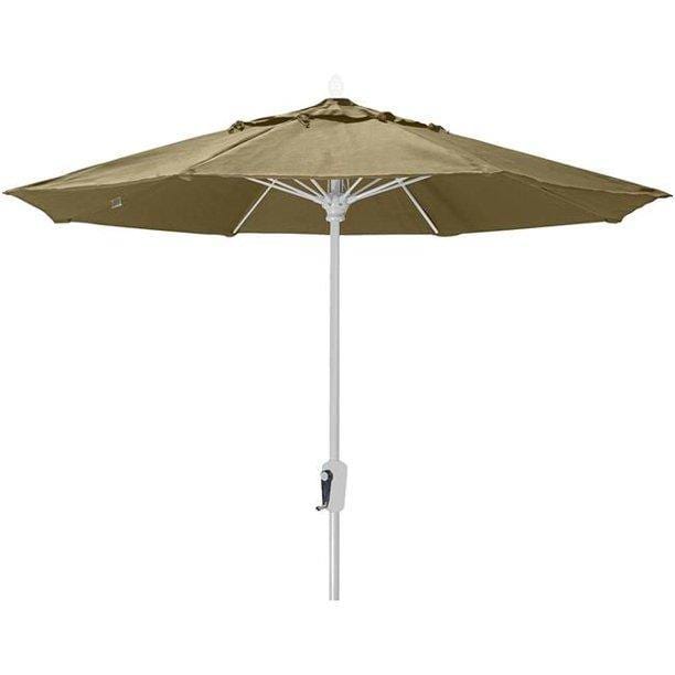 Fiberbuilt Table Umbrellas Antique Beige 7.5' Oct Market 8 Rib Crank White with Marine Grade Canopy