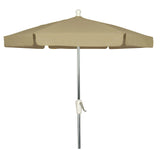 Fiberbuilt Table Umbrellas Beige 7.5' Hex Garden Umbrella 6 Rib Push Up Champagne Bronze wit Vinyl Coated Weave Canopy