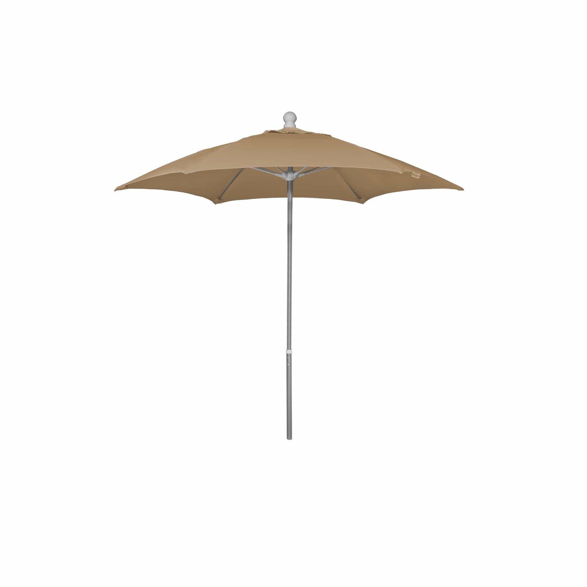 Fiberbuilt Table Umbrellas Beige 7.5' Hex Terrace Umbrella 6 Rib Push Up Bright Aluminum  Solution Dyed Acrylic Canopy