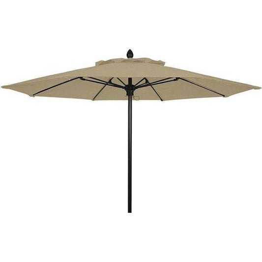 Fiberbuilt Table Umbrellas Beige 7.5' Oct Market 8 Rib Push up Black with Antique  Marine Grade Canopy
