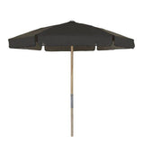 Fiberbuilt Table Umbrellas Black 7.5' Hex Beach Umbrella 6 Rib Push Up Natural Oak with Vinyl Coated Weave Canopy