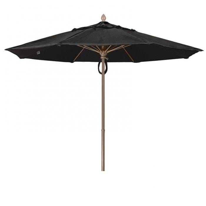 Fiberbuilt Table Umbrellas Black 7.5' Oct Market 8 Rib Pulley Pin Black with Antique  Marine Grade Canopy