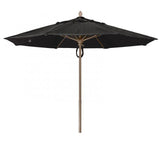 Fiberbuilt Table Umbrellas Black 7.5' Oct Market 8 Rib Pulley Pin Black with Antique  Marine Grade Canopy