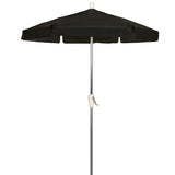 Fiberbuilt Table Umbrellas Black FiberBuilt 7.5 Ft. Aluminum Market Patio Umbrella W/ Crank Lift - Silver Pole