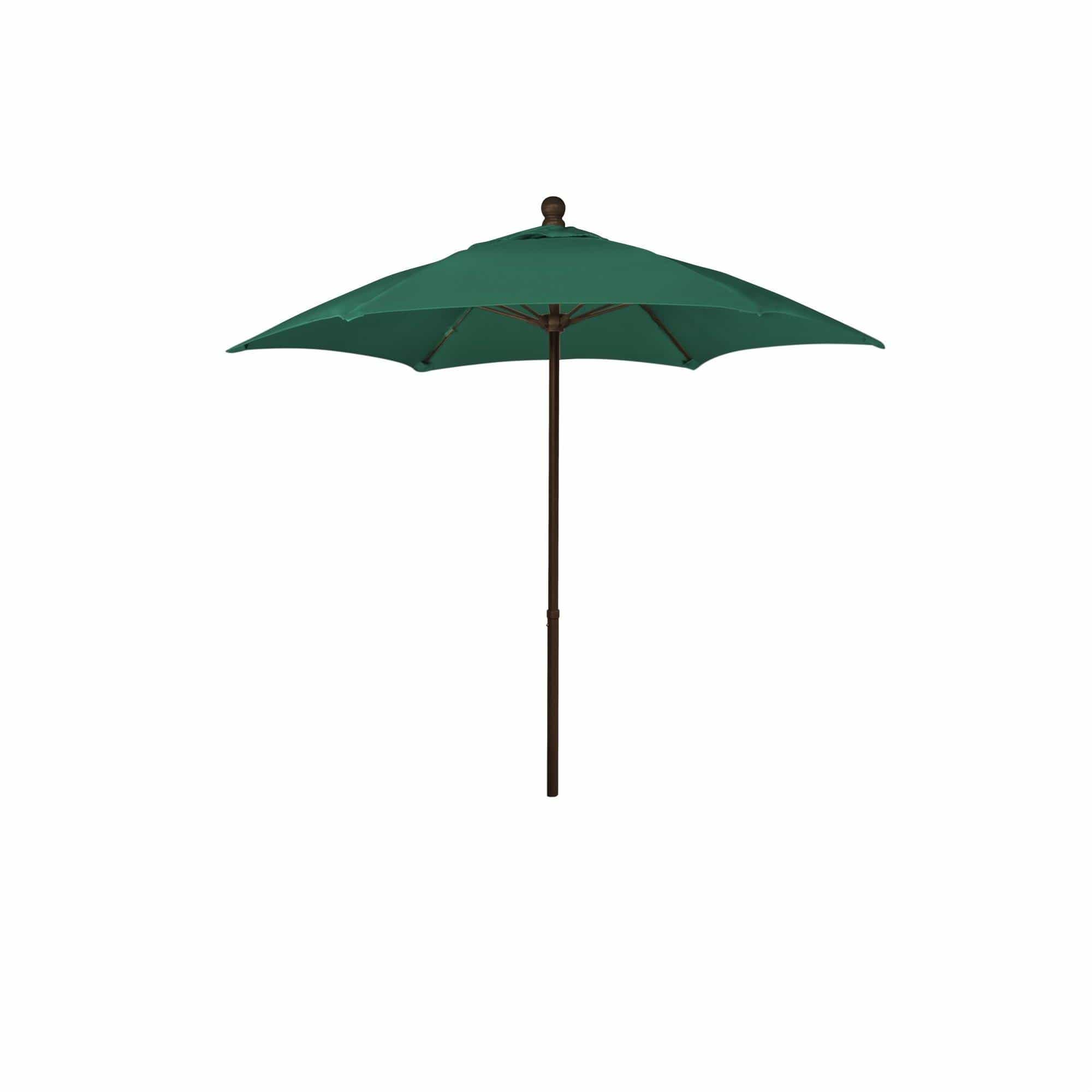 Fiberbuilt Table Umbrellas Forest Green 7.5' Hex Terrace Umbrella 6 Rib Push Up Champagne Bronze  Solution Dyed Acrylic Canopy