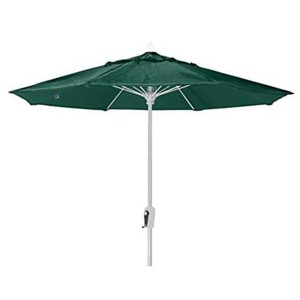 Fiberbuilt Table Umbrellas Forest Green 7.5' Oct Market 8 Rib Crank White with Marine Grade Canopy