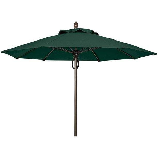 Fiberbuilt Table Umbrellas Forest Green 7.5' Oct Market 8 Rib Pulley Pin Champagne Bronze with Antique  Marine Grade Canopy