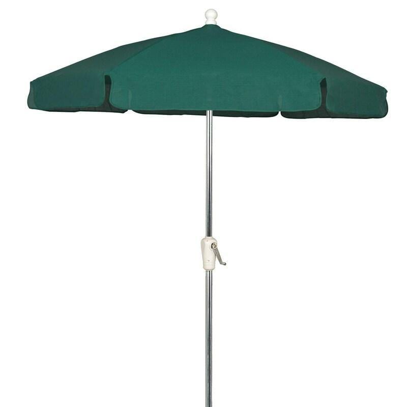 Fiberbuilt Table Umbrellas Forest Green FiberBuilt 7.5 Ft. Aluminum Market Patio Umbrella W/ Crank Lift - Silver Pole