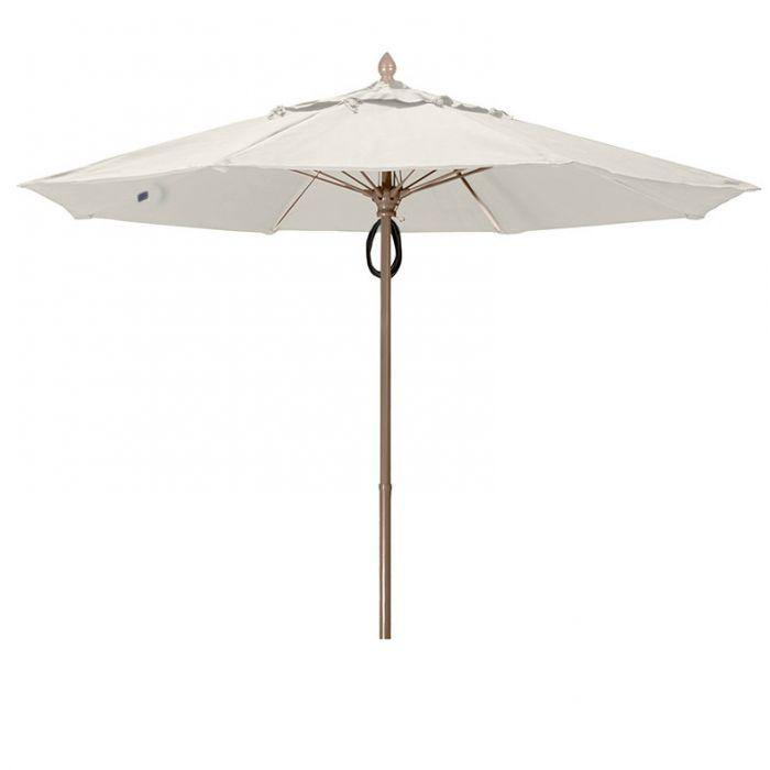Fiberbuilt Table Umbrellas Natural 7.5' Oct Market 8 Rib Pulley Pin White with Antique Marine Grade Canopy
