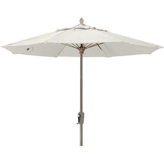 Fiberbuilt Table Umbrellas Natural White 7.5' Oct Market 8 Rib Crank Champagne Bronze with Marine Grade Canopy