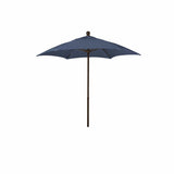 Fiberbuilt Table Umbrellas Navy Blue 7.5' Hex Terrace Umbrella 6 Rib Push Up Champagne Bronze  Solution Dyed Acrylic Canopy