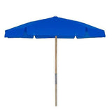 Fiberbuilt Table Umbrellas Pacific Blue 7.5' Hex Beach Umbrella 6 Rib Push Up Natural Oak with Vinyl Coated Weave Canopy