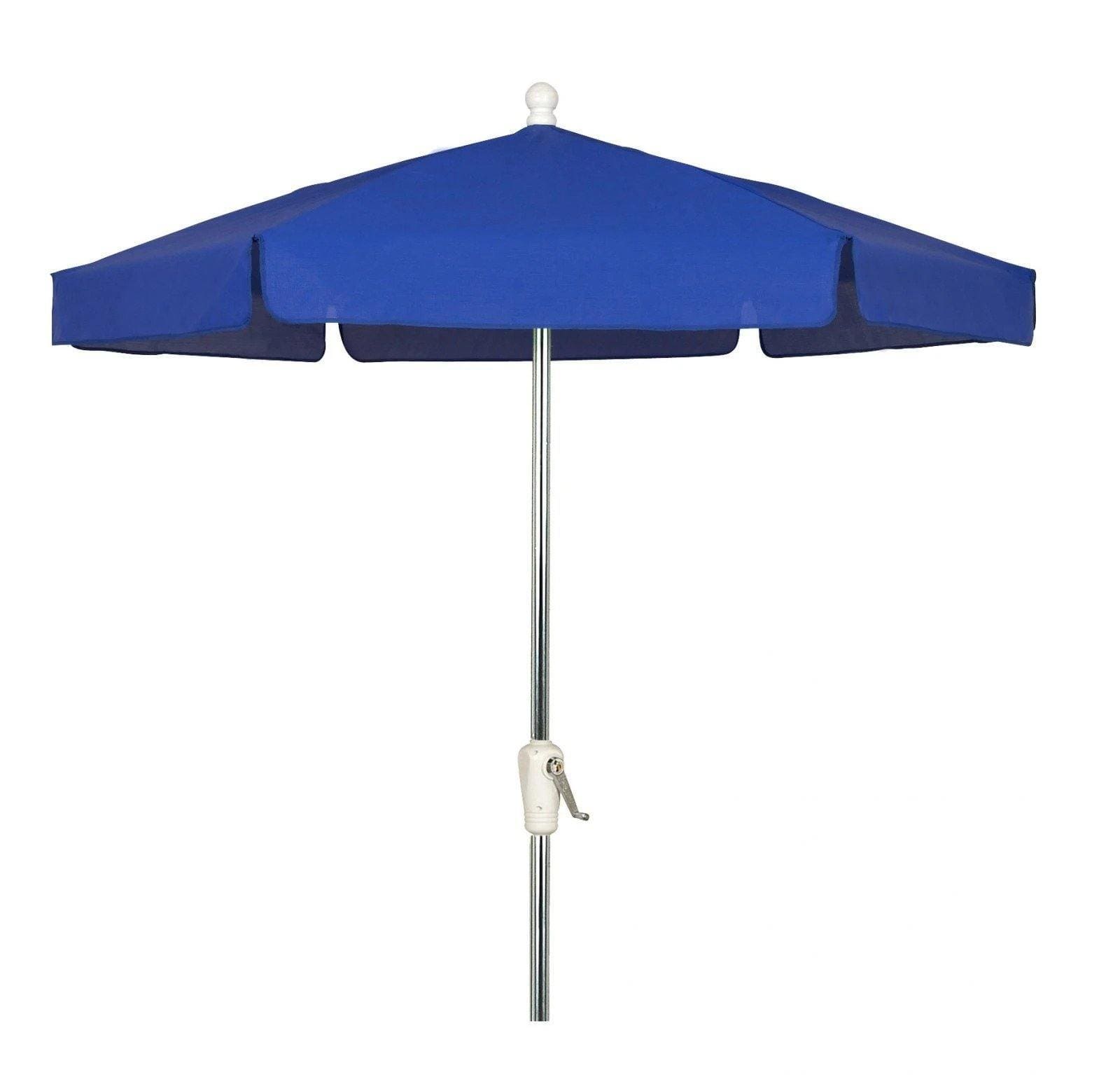 Fiberbuilt Table Umbrellas Pacific Blue 7.5' Hex Garden Umbrella 6 Rib Push Up Champagne Bronze wit Vinyl Coated Weave Canopy
