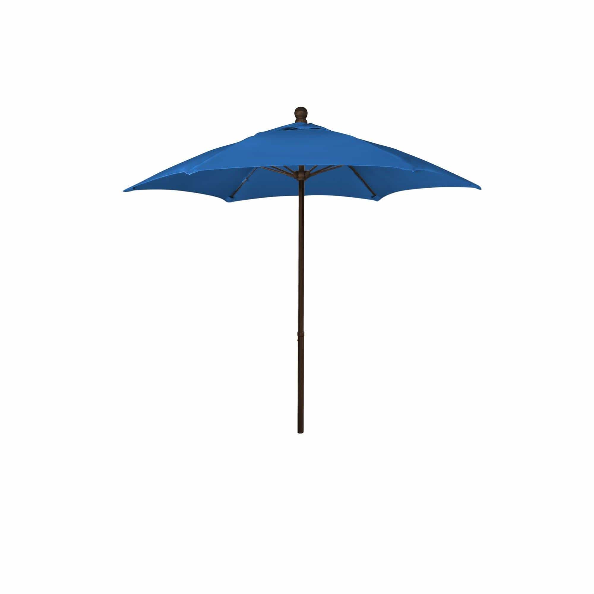 Fiberbuilt Table Umbrellas Pacific Blue 7.5' Hex Terrace Umbrella 6 Rib Push Up Champagne Bronze  Solution Dyed Acrylic Canopy