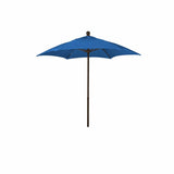 Fiberbuilt Table Umbrellas Pacific Blue 7.5' Hex Terrace Umbrella 6 Rib Push Up Champagne Bronze  Solution Dyed Acrylic Canopy