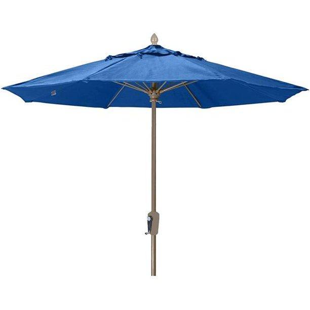 Fiberbuilt Table Umbrellas Pacific Blue 7.5' Oct Market 8 Rib Crank Champagne Bronze with Marine Grade Canopy