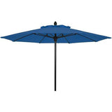 Fiberbuilt Table Umbrellas Pacific Blue 7.5' Oct Market 8 Rib Push up Black with Antique  Marine Grade Canopy