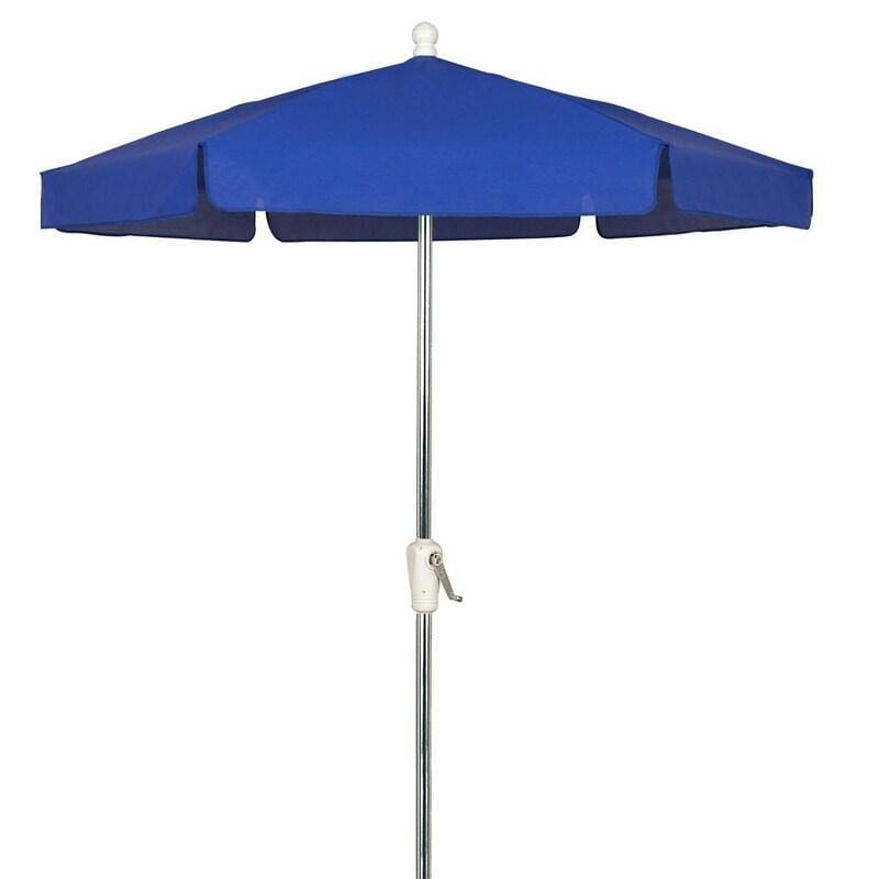 Fiberbuilt Table Umbrellas Pacific Blue FiberBuilt 7.5 Ft. Aluminum Market Patio Umbrella W/ Crank Lift - Silver Pole