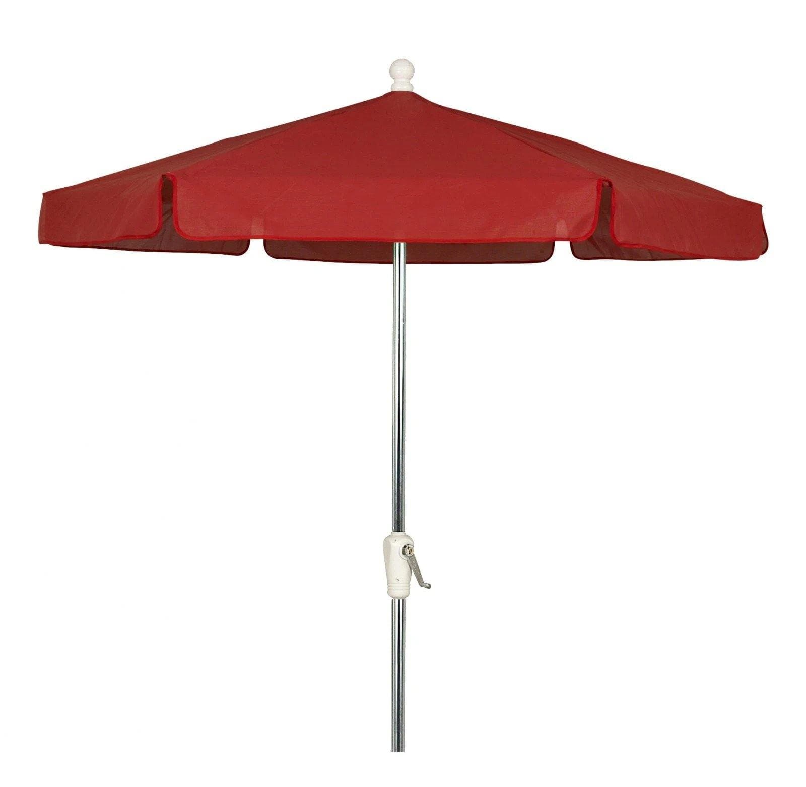 Fiberbuilt Table Umbrellas Red 7.5' Hex Garden Umbrella 6 Rib Push Up Champagne Bronze wit Vinyl Coated Weave Canopy