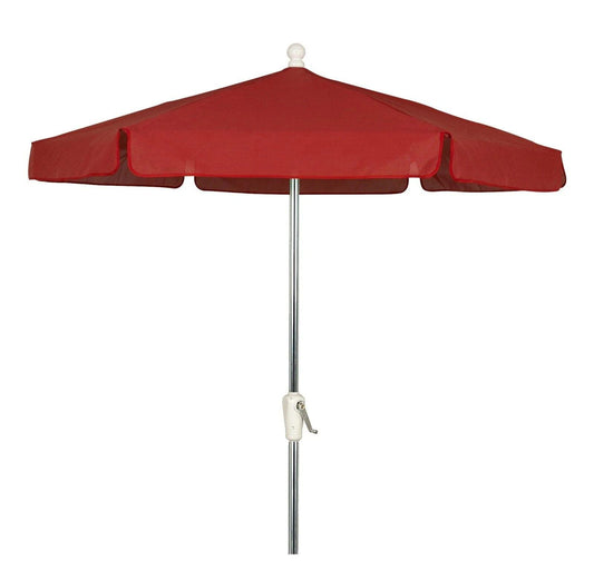 Fiberbuilt Table Umbrellas Red 7.5' Hex Garden Umbrella 6 Rib Push Up Champagne Bronze wit Vinyl Coated Weave Canopy