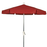 Fiberbuilt Table Umbrellas Red FiberBuilt 7.5 Ft. Aluminum Market Patio Umbrella W/ Crank Lift - Silver Pole